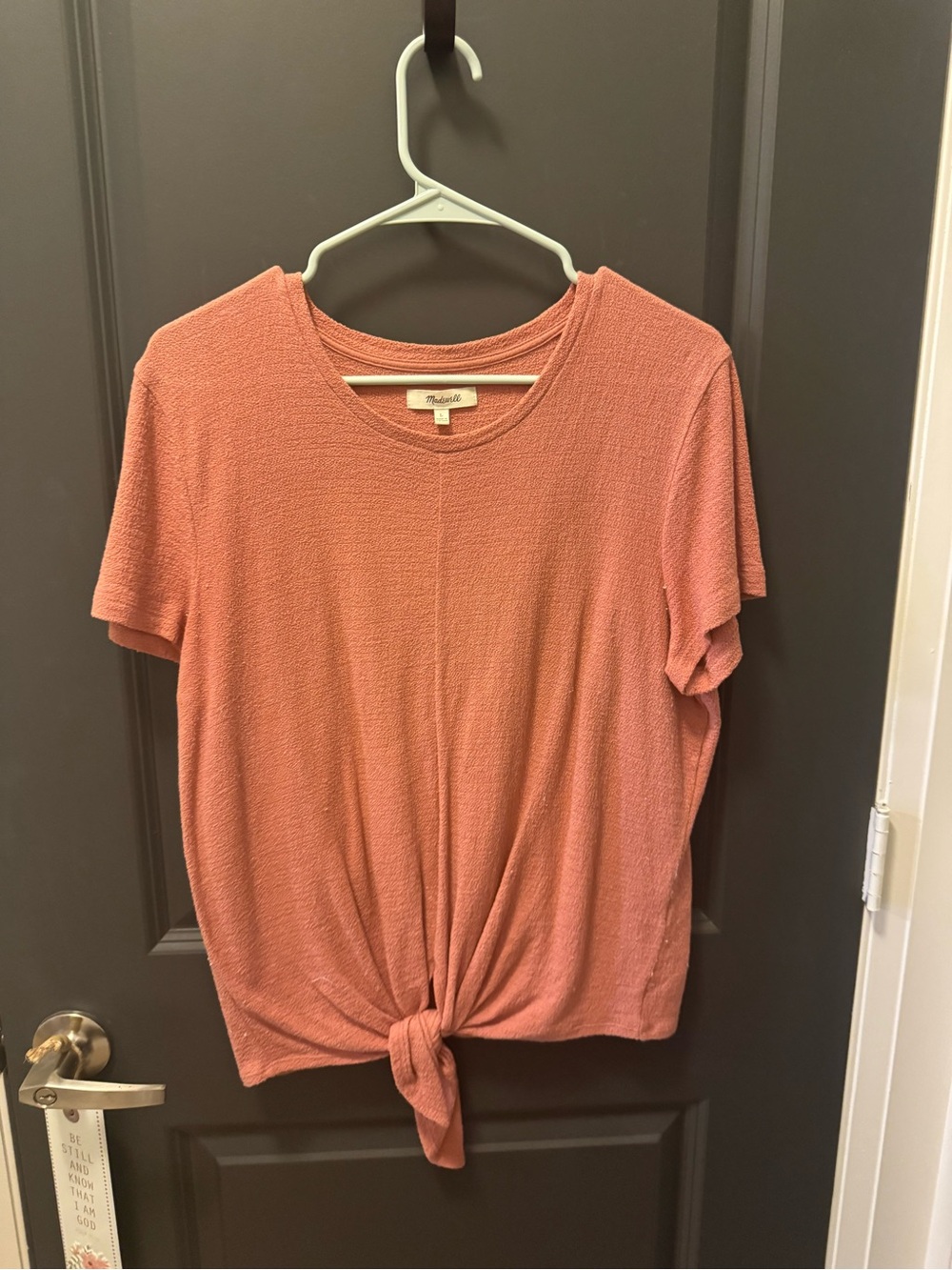 Madewell Dusty Coral Tie-Front Short Sleeve Top